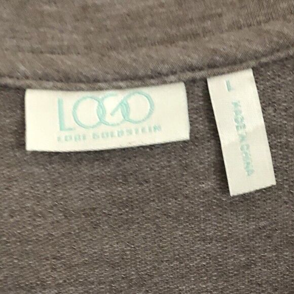 LOGO by Lori Goldstein Tunic Top  Womens L Assymetrical Hem Pockets Lagenlook - Picture 4 of 13